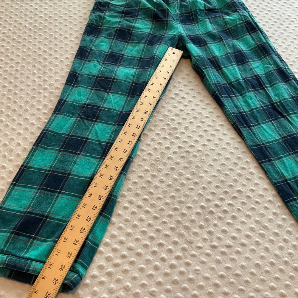 Lands End Plaid Flannel Pajama Set Long Sleeve Button‎ Up Pants Women's L